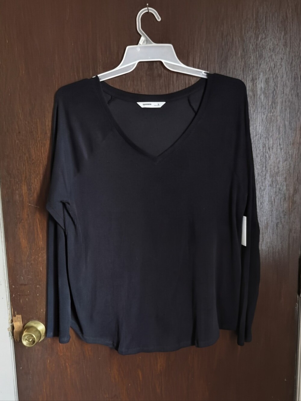 Sonoma Black V-Neck Long Sleeve Top